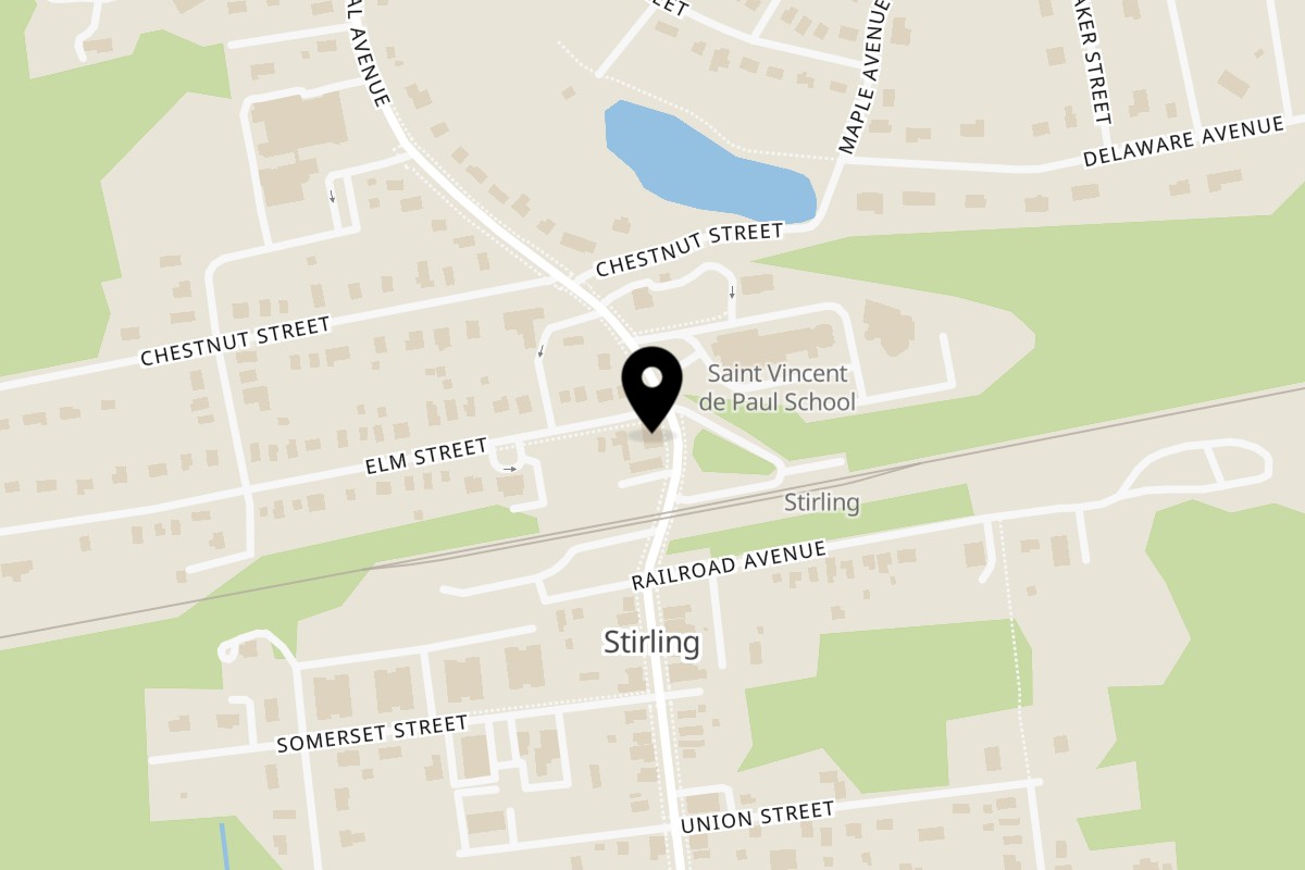 Map showing the location of Stirling & Co on 184 Central Ave in Stirling
